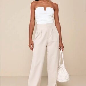Lulu's Cream Wide Leg Pants